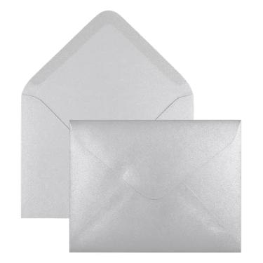 Imagem de Envelopes A2 metálicos prateados - aba pontiaguda - 25 envelopes - 11 x 14 cm - 12,7 kg