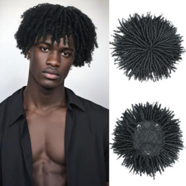 Imagem de BECUS Peruca de cabelo Dreadlock de 15 cm com clipes em perucas sintéticas curtas de cabelo peruca afro para homens negros (preto)