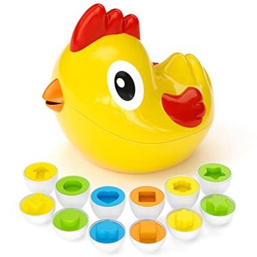 Imagem de Brinquedos de galinha para crianças, Conjunto de brinquedos de ovos de bebê com 8 ovos e 2 Ch