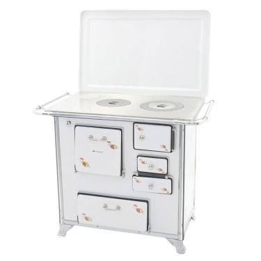 Imagem de Fogão a Lenha 01 Venâncio Gabinete e Tampa Tradicional Branco Florido 1geftbr