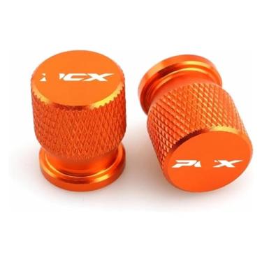 Imagem de Compatível com PCX 125 PCX125 PCX 150 PCX150 PCX 160 PCX160 tampas de válvula de alumínio conjunto de tampas de pneu capas resistentes à corrosão (laranja)