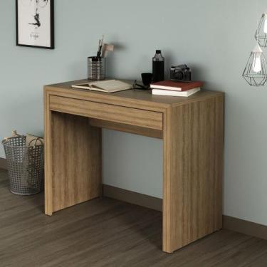 Imagem de Mesa para Escritório 90cm com 1 Gaveta MDP Amêndoa Tecnomobili