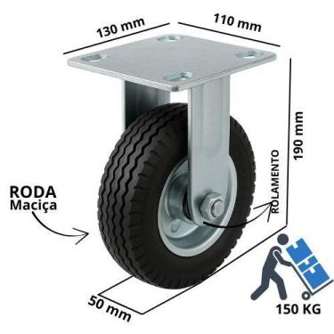 Imagem de Rodízio Pneu Maciço 6x2 fixo 150kg - Master Roll