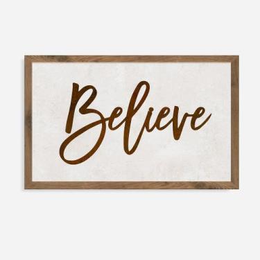 Imagem de Quadro Rústico Believe - Artesanato em Madeira Pinus - Arks Presentes