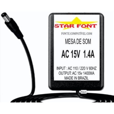 Imagem de Fonte AC 15V 1.4A para Mesa de Som Mixer Gemini Itrax BLK iPod - Bivol