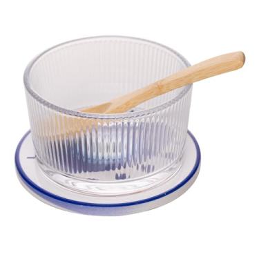 Imagem de LYOR - Conjunto Vidro 3 Peças Petisqueira Redonda com Colher e Suporte Greek 10 x 10 x 6,5cm