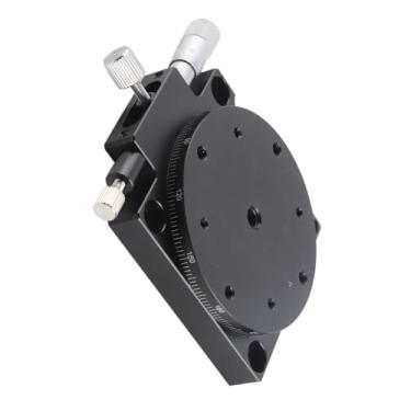 Imagem de Plataforma deslizante de eixos R Rotação de 360 ​​graus Liga de alumínio Estágio de posicionamento linear manual Capacidade de carga de alta precisão para instrumentos ópticos