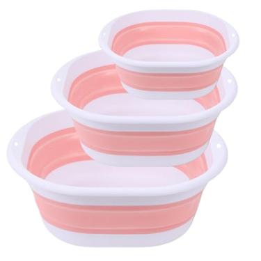 Imagem de Conjunto de lavatório dobrável de 3 peças, lavatório dobrável para lava-louças, pia dobrável que economiza espaço, adequado para apartamentos, acampamento, lava-louças, recipiente de frutas e bebidas