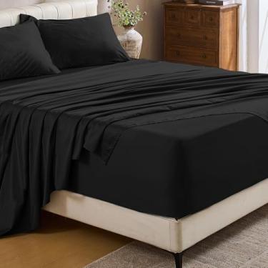 Imagem de MEISHANG Lençóis de algodão com bolso extra profundo Queen Size - 100% algodão egípcio 1000 fios - serve em colchão profundo de 45,7 a 61 cm, certificado Oeko-Tex, macio e respirável - 4 peças (Queen