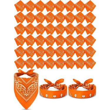 Imagem de Tipo de unidade de bandana: 48 peças, poliéster laranja Paisley, 54x54