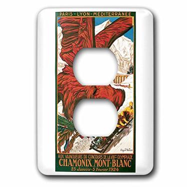 Imagem de 3dRose lsp_126031_6 Pôster de viagem vintage dos Jogos Olímpicos de Inverno de 1924 Chamonix Mont-Blanc - 2 tampas de tomada