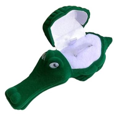 Imagem de VOSAREA Caixa organizadora de joias de jacaré criativa, estojo de armazenamento de anéis de desenho animado, portátil, porta-bugigangas decorativo para uso em casa, quarto, loja