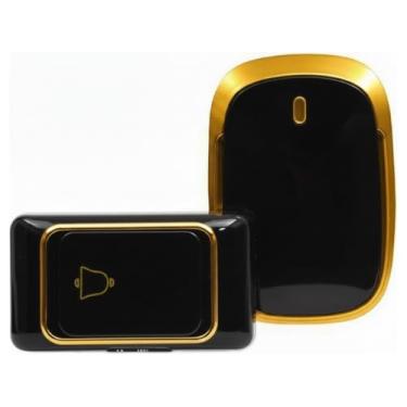 Imagem de Campainha Sem Fio Residencial Bivolt Longo Alcance Comunicação com Idosos 36 Tipos Toques Leve Resistente Premium (Preto e Dourado)