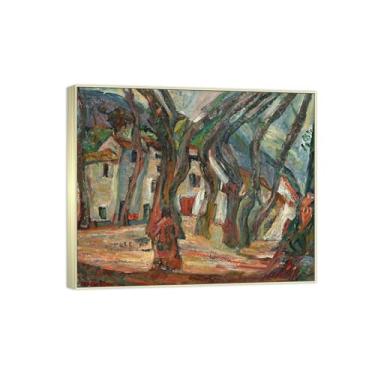 Imagem de BMZFYBS Impressão em tela famosa pintura - paisagem arte de parede - árvore em quadrado - pôster moldura prata para decoração de casa 70 x 85 cm 27 x 33 pol