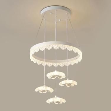 Imagem de Luminária pendente de acrílico LED moderna, lustre LED com altura ajustável, luminária pendente de acrílico para cozinha, ilha, sala de estar, quarto, cabeceira, sala de jantar, corredor, lu