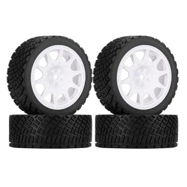 Imagem de LAFEINA RC Tires and Plastic Wheels 12mm Hex Rims for HSP HPI Tamiya TT01 TT02 Kyosho 1:10 RC On Road Touring Rally Car (10-Spoke, White)