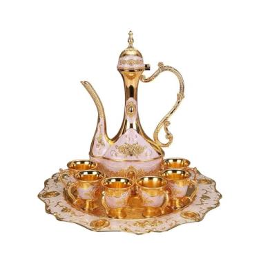 Imagem de SEEK RARE Conjunto de bule de café turco vintage grande conjunto de bule de chá para adultos decoração de festa em casa dourado branco