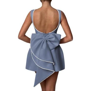 Imagem de Vestido de formatura Aosadin 2025 para mulheres, coquetel, azul aço