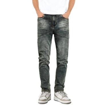 Imagem de Calças jeans Heyfanee Slim Fit elásticas para homens, cinza
