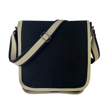 Imagem de Bolsa Transversal de Lona Resistente Estudante Trabalho Passeio Casual Masaculina Feminina (Preto)