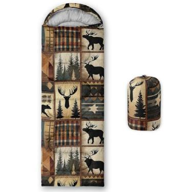 Imagem de AILONEN Sacos de dormir para acampamento de caça de veados, leves e à prova d'água, clima quente e frio, sacos de dormir rústicos pretos para meninos, meninas, adultos viajando, ao ar livre