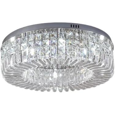 Imagem de RENDJGOU Luz de teto de cristal moderna para sala de jantar lustres LED iluminação dourada luminária pendente decoração de sala de estar, lustre de teto