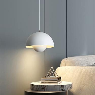 Imagem de YQSLQZZ Candelabro de sala de jantar com cúpula branca, iluminação decorativa de cabeceira, luzes de teto suspensas para sala de jantar moderna, cozinha, ilha, luminária, para corredor, sala de estar