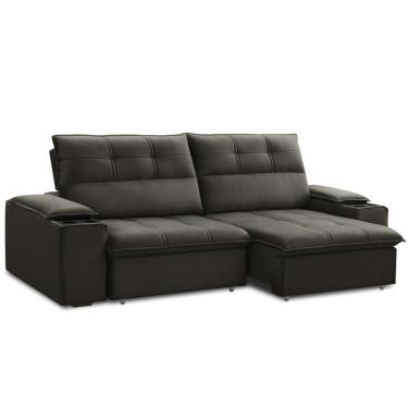 Imagem de Sofá Retrátil Reclinável Para Sala 3 Lugares 210cm Zayn F04 Veludo Marrom Escuro - Lyam Decor