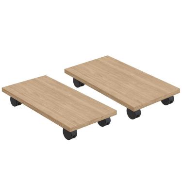 Imagem de Kit 02 Suportes Para Cpu Com Rodízios Cyber L03 Amadeirado - Lyam