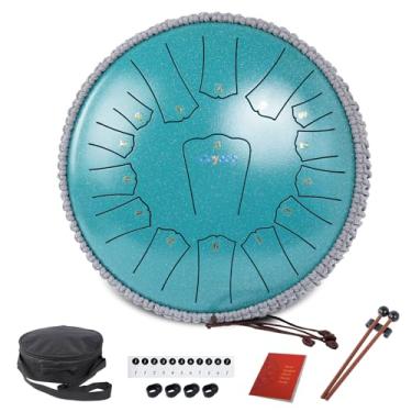 Imagem de Tambor de língua de aço, tambor de chuva para jardim externo, tambor de chakra de sino de chuva, instrumento musical pan de mão presente com bolsa para crianças adultas, marretas para meditação, ioga