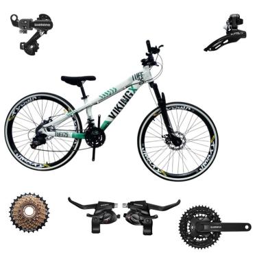 Imagem de Bicicleta 26 VikingX Tuff25 21v Index Freeride Shimano Disco Mecânico Pneu Slick Fino FX 1.50-Unissex