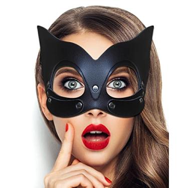 Imagem de Máscara de gato para mulheres, máscara de máscaras para mulheres máscara facial de gato punk máscara ajustável máscara feminina gato máscara para cosplay coquetel festa (Fox Mask)