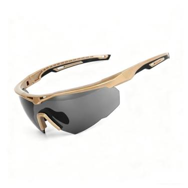 Imagem de Yatrouys Óculos de tiro tático unissex com capa, óculos de resistência a impactos com 3 lentes intercambiáveis, óculos antiembaçamento Airsoft (armação cáqui)