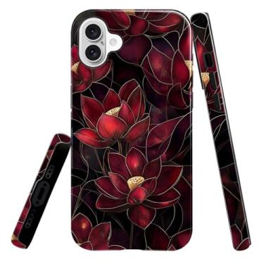 Imagem de heindiy Compatível com iPhone 16 Pro, capa brilhante, proteção total, à prova de choque, anti-arranhões, capa de TPU, capas para homem mulher - flor de lótus vibrante