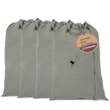 Imagem de LFH Bolsa de roupa grande de lona de algodão com alça, bolsa de lavanderia lavável com cordão resistente, viagem escolar, casa, hotel, dormitório universitário, saco organizador, roupas de brinquedos