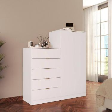 Imagem de Cômoda 5 Gavetas 2 Portas 127cm X 138cm Bella Branco