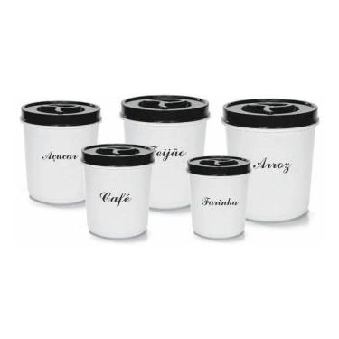 Imagem de Kit Porta Mantimentos 5 Potes Redondo Porta Arroz Feijão Cor