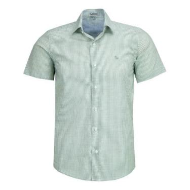 Imagem de Camisa Listrada Social Manga Curta Amil Algodão 1910, Oliva, 4