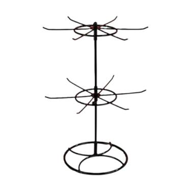 Imagem de Baoblaze Suporte para exibição de brincos e joias, 2 camadas, com ganchos, suporte giratório para colar, para exibição de joias para loja, shopping, Preto