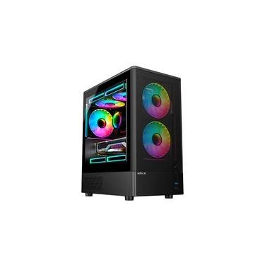 Imagem de Gabinete Gamer Hyrax Tower HGB205, Mini Tower, M-atx, Lateral Em Vidro Temperado, Frontal Em Malha De Aço, Preto - HGB205B