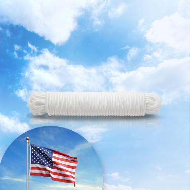 Imagem de Corda para mastro de bandeira de 80 pés x 1/10.2 cm, adequada para escalada, balanço, barraca de acampamento, varal e barcos - trançado duplo, compatível com mastros de até 35 pés (branco)