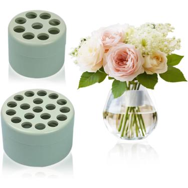 Imagem de 2 peças de suporte de haste de flores – Arranjador espiral de 6 cm para buquês frescos/secos | Não é necessária espuma para centros de mesa de casamento e decoração de casa