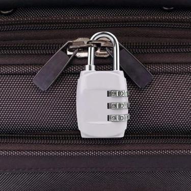 Imagem de Cadeado combinado com código de 3 dígitos para armários de academia, bagagens e armários, trava de segurança portátil, prata
