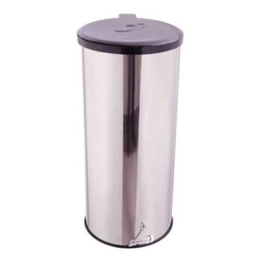 Imagem de Lixeira Redonda Inox Com Pedal Esfera - Tampa Plástica 50L - Aldinox