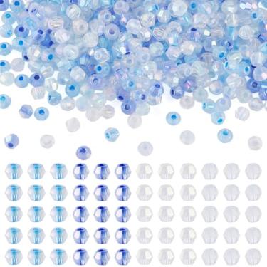 Imagem de 405 peças de contas de cristal bicone de 4,5 mm contas de vidro bicone facetadas azuis contas de vidro bicone banhado a arco-íris contas soltas para fazer joias, artesanato, pulseira, colar, brinco