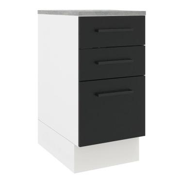 Imagem de Balcão Madesa Agata 84 x 40cm com 3 Gavetas Branco e Preto
