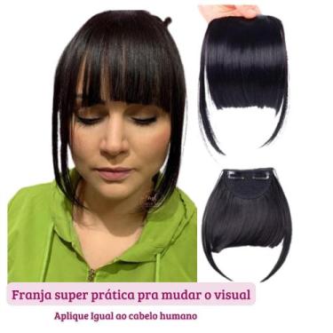 Imagem de Franja Orgânica Aplique Tic Tac Semelhante ao Humano - MHAIR, Preto