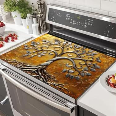 Imagem de HOMETITUTE Almofada de cobertura de fogão, árvore da vida, decoração de cozinha, 71 x 5...