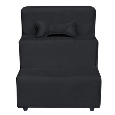 Imagem de Escadinha Pet 3 Degraus Cachorro E Gato Veludo Grafite