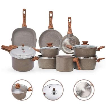 Imagem de Jogo Panelas 9 Pç Premium 4Mm Indução Cerâmico - Grafito